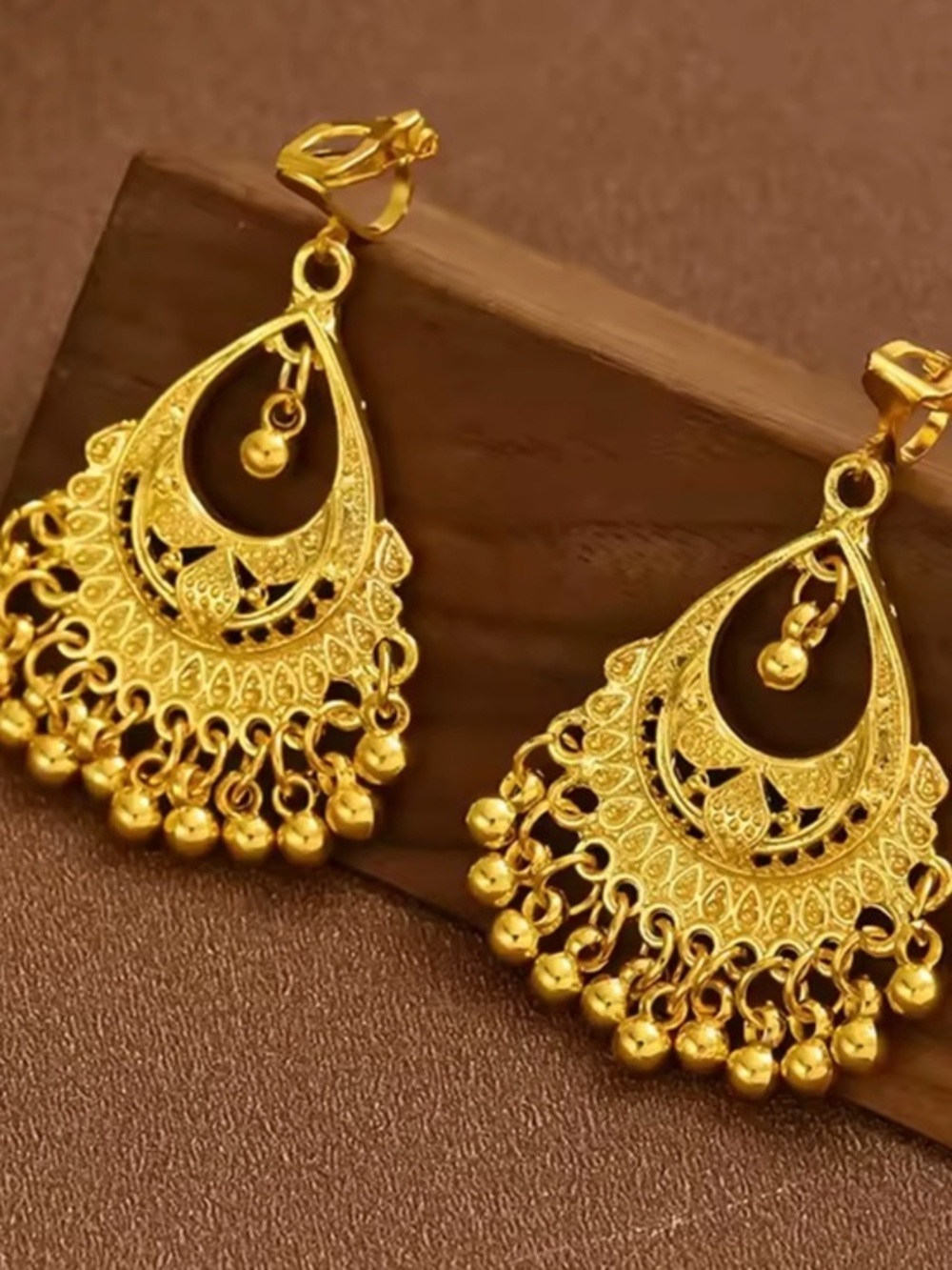 New Gold Ethnic Clip On Dangle